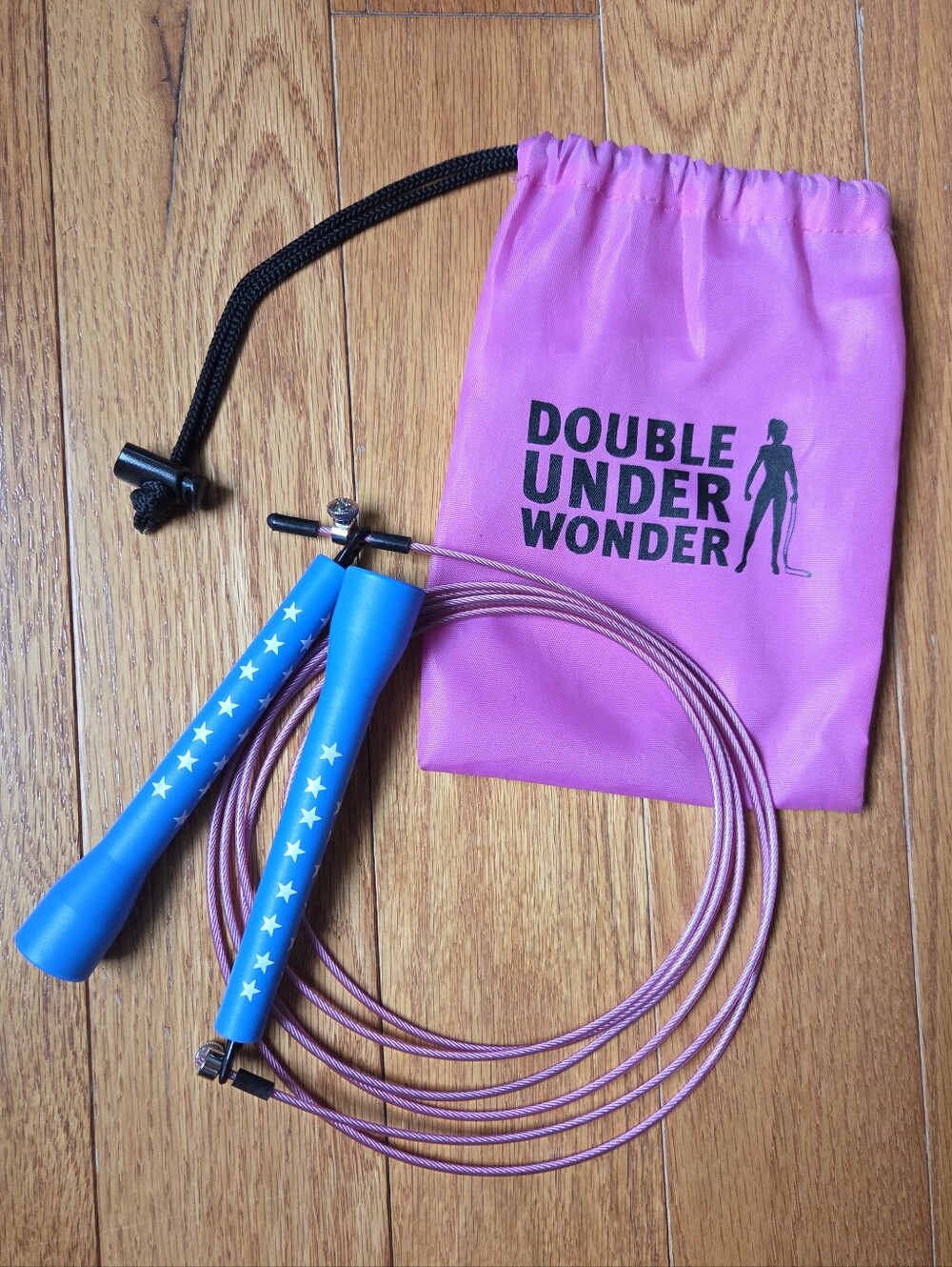 DOUBLE UNDER Wonder Speed Jump Rope with Blue Star Handle and Pink Cable